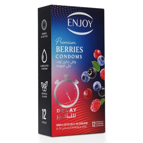 Enjoy Premium Condoms for Delay Berries Flavour 12 pcs