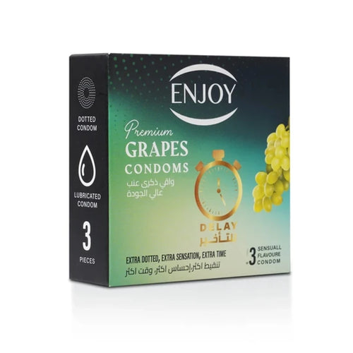 Enjoy Premium Condoms for Delay Grapes Flavour 3 pcs