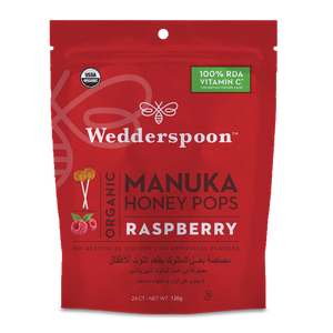 Wedderspoon Organic Manuka Honey Pops Raspberry 24 pcs