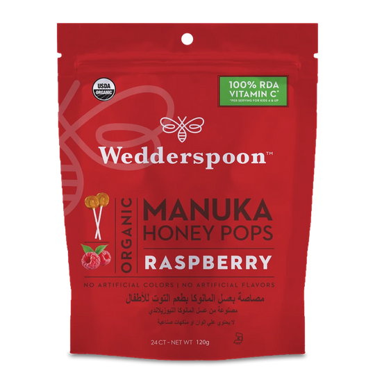 Wedderspoon Organic Manuka Honey Pops Raspberry 24 pcs