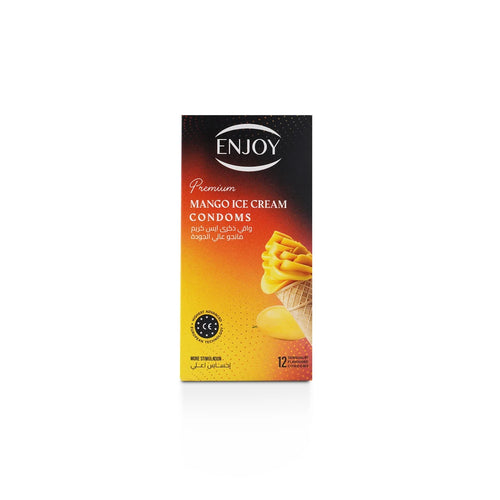 Enjoy Premium Condoms Mango Ice Cream Flavour 12 pcs