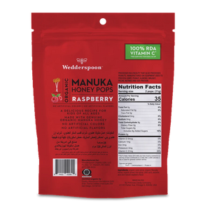 Wedderspoon Organic Manuka Honey Pops Raspberry 24 pcs