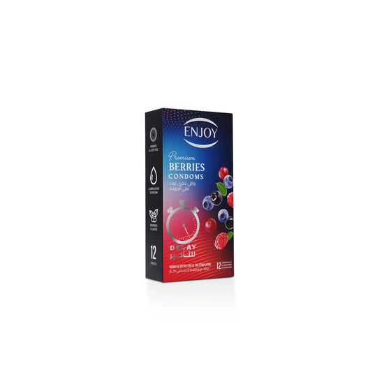 Enjoy Premium Condoms for Delay Berries Flavour 12 pcs