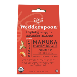Wedderspoon Organic Manuka Honey Drops Ginger With Echinacea 120 g