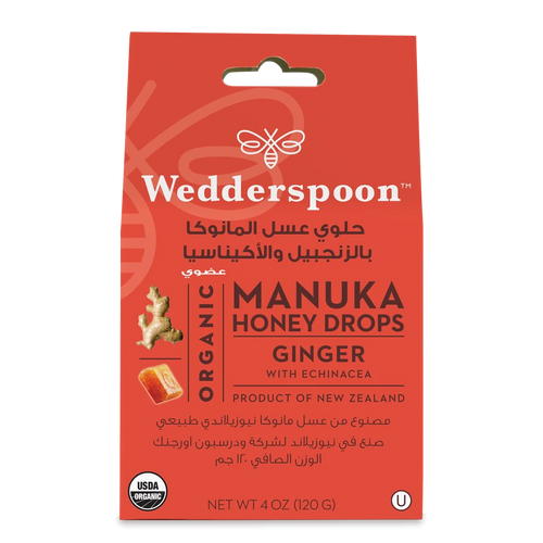 Wedderspoon Organic Manuka Honey Drops Ginger With Echinacea 120 g