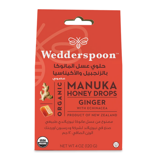 Wedderspoon Organic Manuka Honey Drops Ginger With Echinacea 120 g