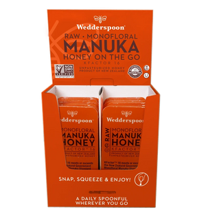 Wedderspoon Raw Monofloral Manuka Honey On The Go K-Factor 16 24 pcs