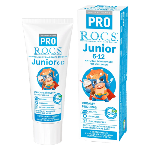 ROCS Pro Toothpaste For Juniors 6-12 Years With Creamy Pudding 74 g