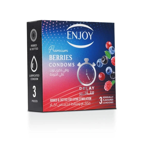 Enjoy Premium Condoms for Delay Berries Flavour 3 pcs