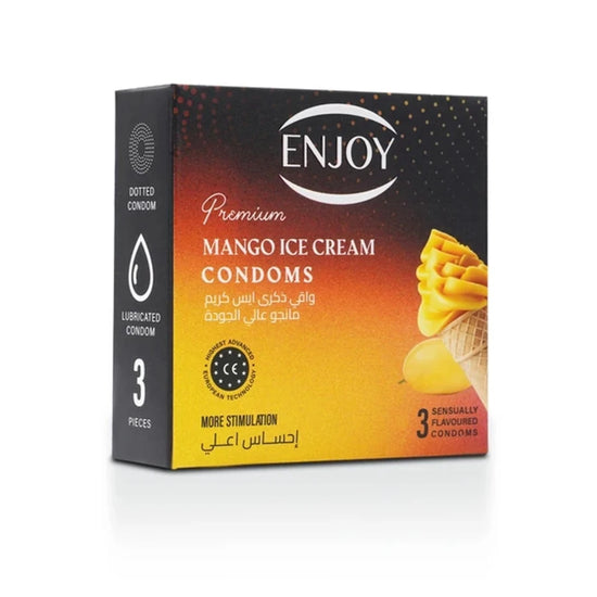 Enjoy Premium Condoms Mango Ice Cream Flavour 3 pcs