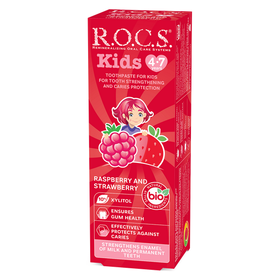 ROCS Toothpaste Kids 4-7 Years Rasperry & Strawberry 45 g
