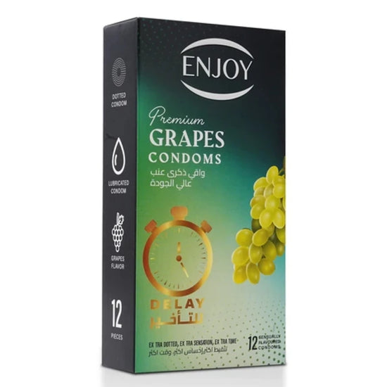 Enjoy Premium Condoms for Delay Grapes Flavour 12 pcs