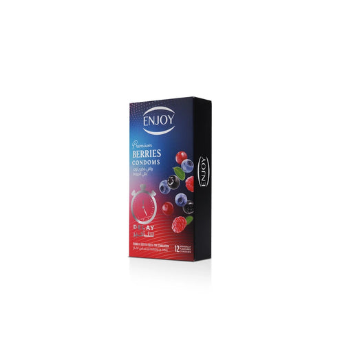 Enjoy Premium Condoms for Delay Berries Flavour 12 pcs