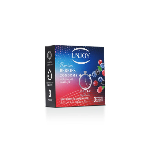 Enjoy Premium Condoms for Delay Berries Flavour 3 pcs