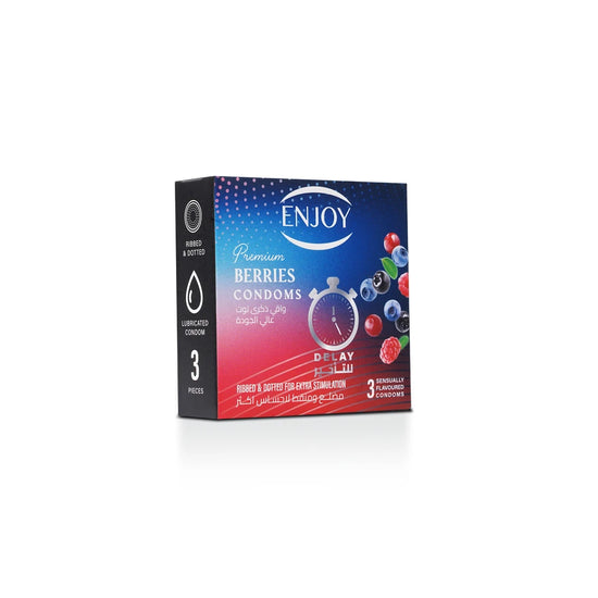 Enjoy Premium Condoms for Delay Berries Flavour 3 pcs