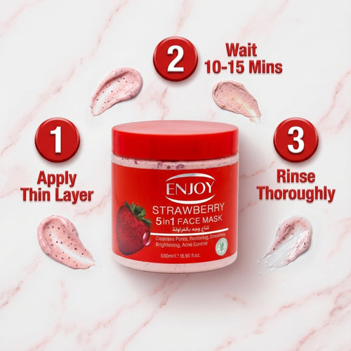 Enjoy Face & Body 5 In 1 Whitening Mask Strawberry 500 ml