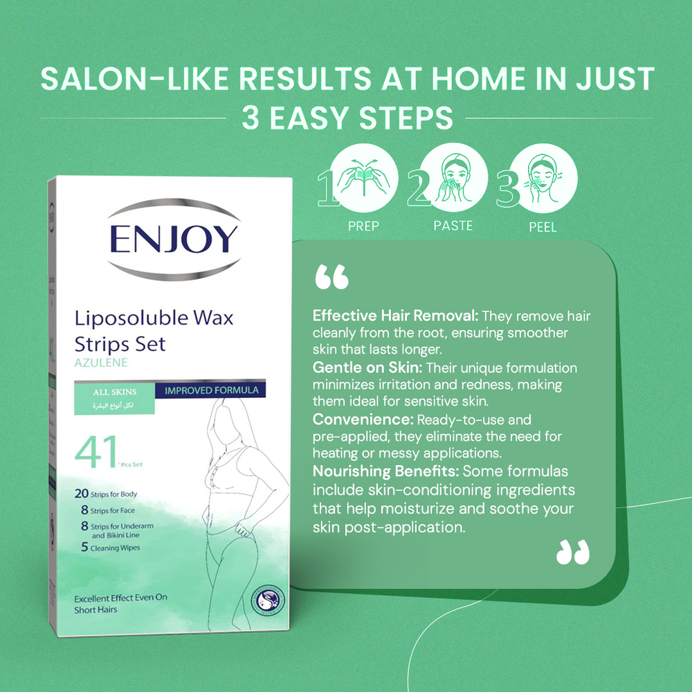Enjoy Liposoluble Wax Strips Set For Sensitive Skin 41 pcs