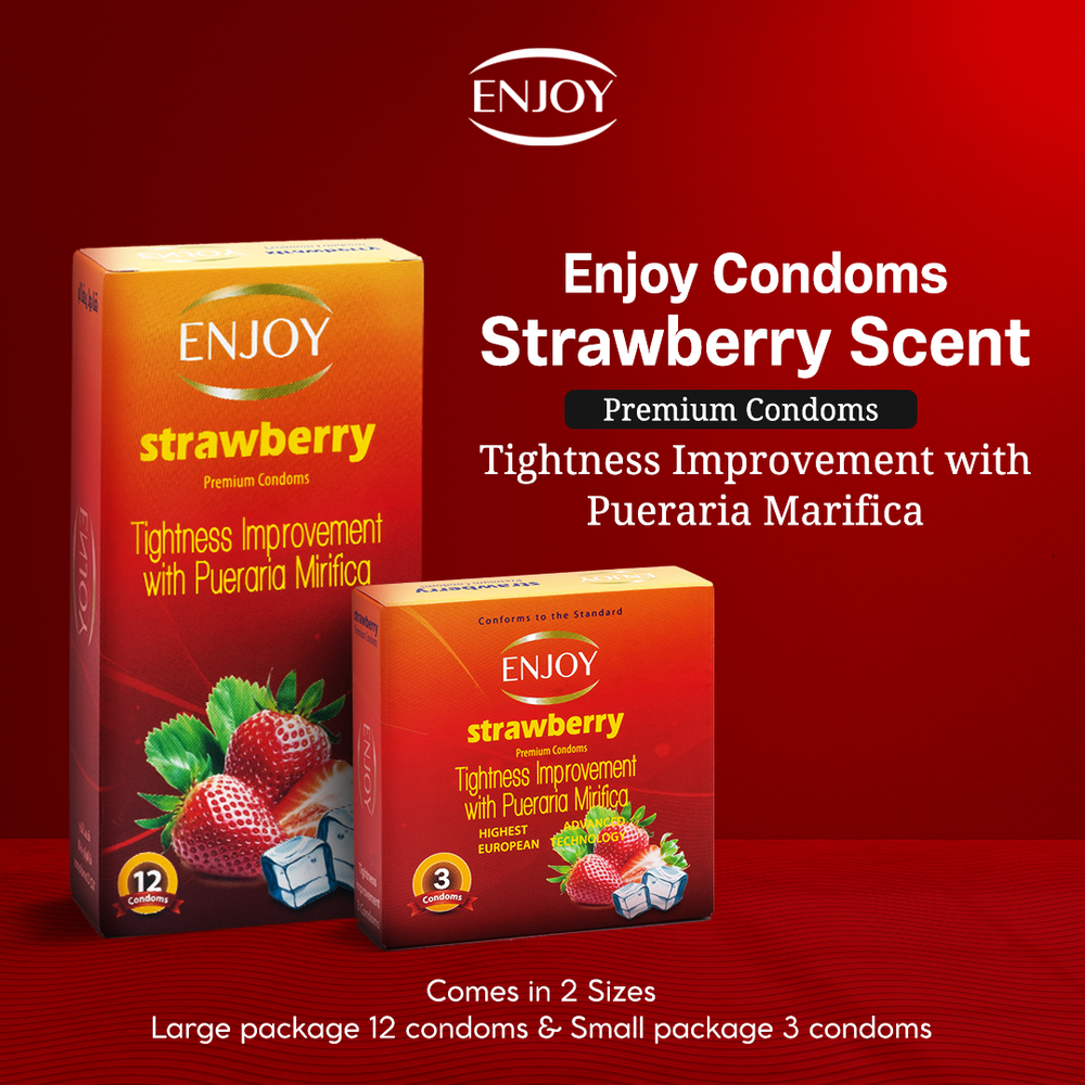 Enjoy Strawberry Premium Condoms 3 pcs