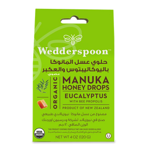 Wedderspoon Organic Manuka Honey Drops Eucalyptus With Bee Propolis 120 g