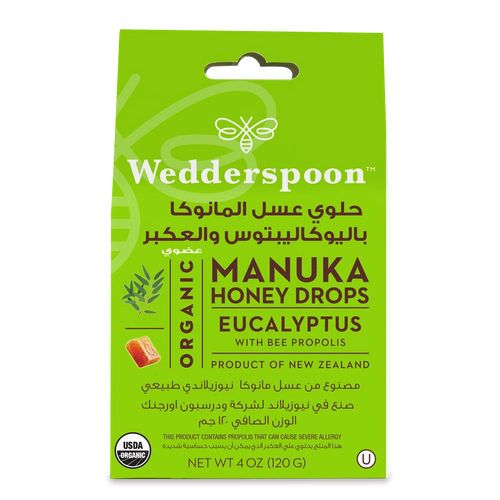 Wedderspoon Organic Manuka Honey Drops Eucalyptus With Bee Propolis 120 g