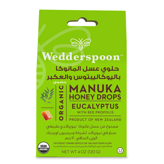 Wedderspoon Organic Manuka Honey Drops Eucalyptus With Bee Propolis 120 g