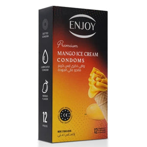 Enjoy Premium Condoms Mango Ice Cream Flavour 12 pcs