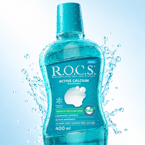 ROCS Whitening Mouth wash Active Calcium 400 ml – close-up
