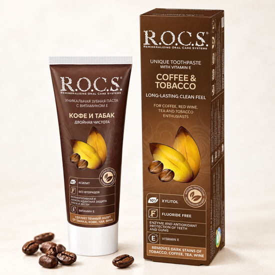 ROCS Toothpaste Coffee & Tobacco 74 gr – close-up