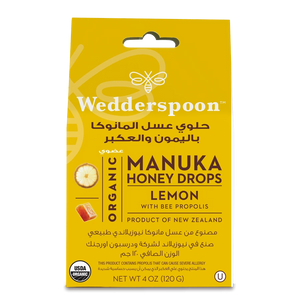 Wedderspoon Organic Manuka Honey Drops Lemon With Bee Propolis 120 g