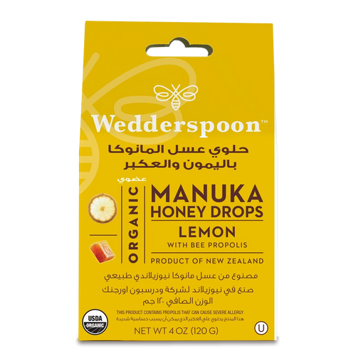 Wedderspoon Organic Manuka Honey Drops Lemon With Bee Propolis 120 g