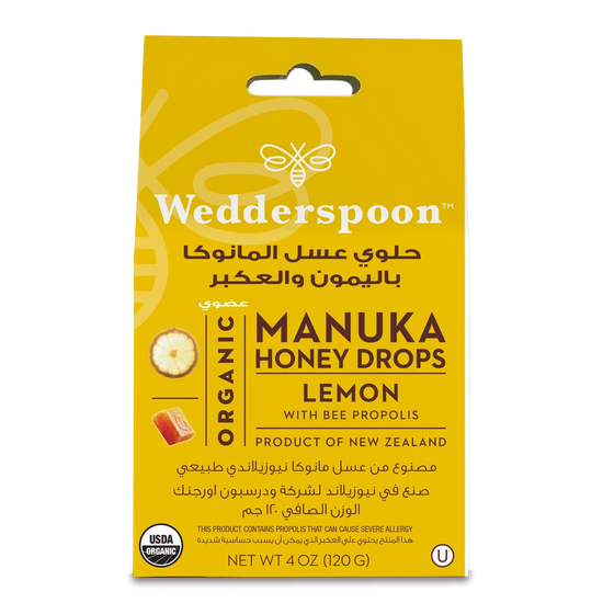 Wedderspoon Organic Manuka Honey Drops Lemon With Bee Propolis 120 g