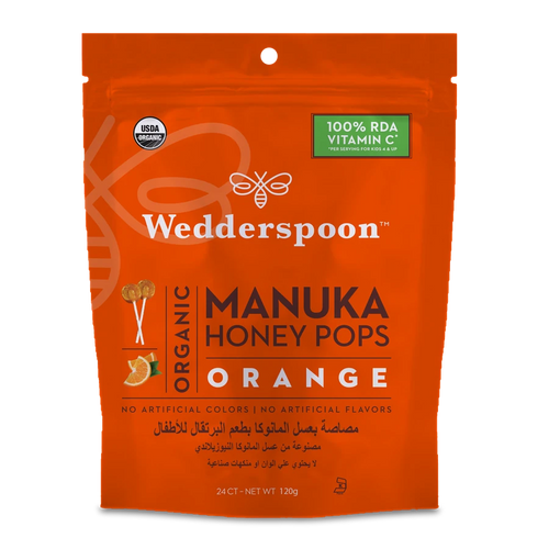 Wedderspoon Organic Manuka Honey Pops Orangw 24 pcs