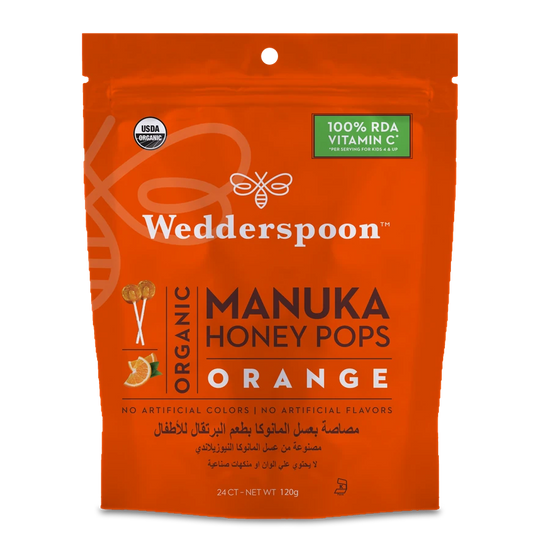 Wedderspoon Organic Manuka Honey Pops Orangw 24 pcs