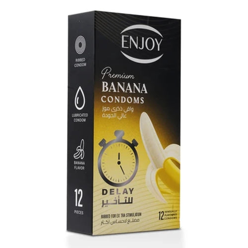 Enjoy Premium Condoms for Delay Banana Flavour 12 pcs