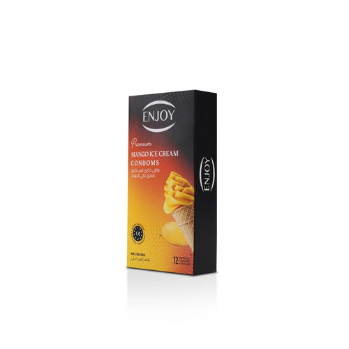 Enjoy Premium Condoms Mango Ice Cream Flavour 12 pcs