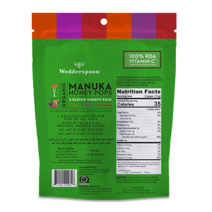 Wedderspoon Organic Manuka Honey Pops Assorted Flavours 24 pcs