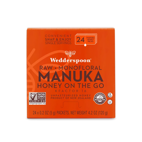 Wedderspoon Raw Monofloral Manuka Honey On The Go K-Factor 16 24 pcs