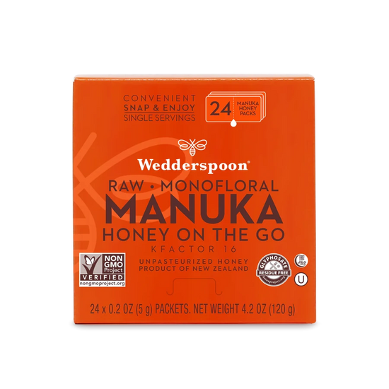 Wedderspoon Raw Monofloral Manuka Honey On The Go K-Factor 16 24 pcs